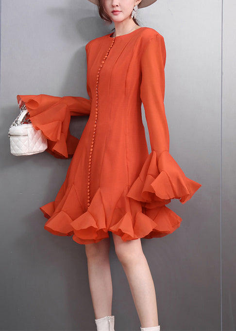 Soirée Dress Orange Flowy Maxi Robe - EasyApparels