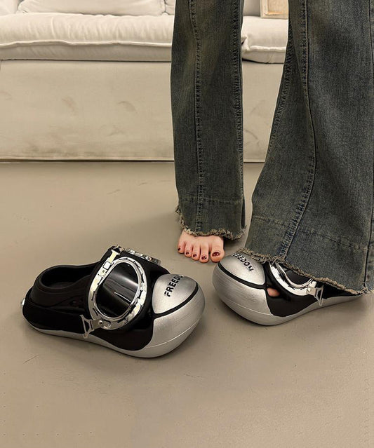 Sandales plates-formes élégantes à boucles argentées - EasyApparels