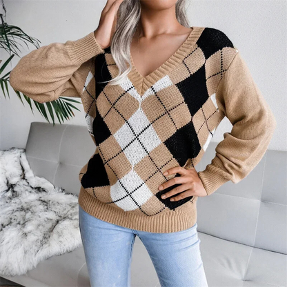 Pull Femme Col V Chaud et Doux pour Hiver