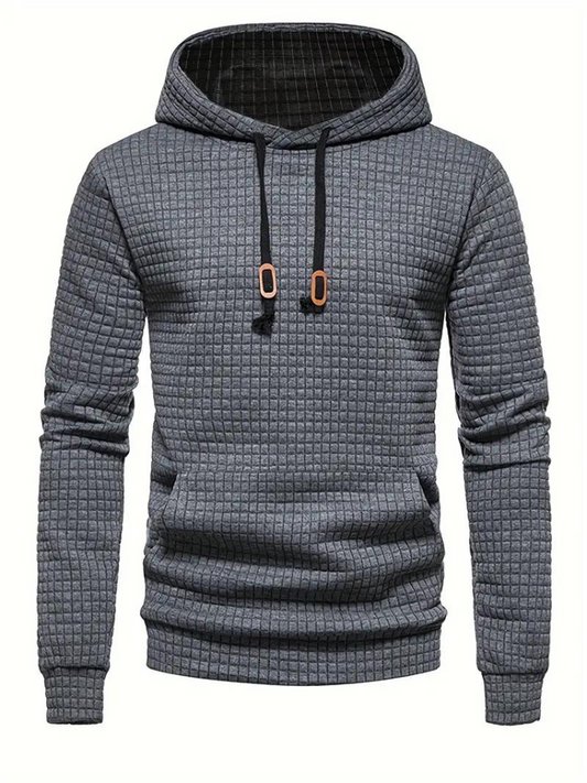 Sweat à Capuche Décontracté en Tricot Gaufré Automne
