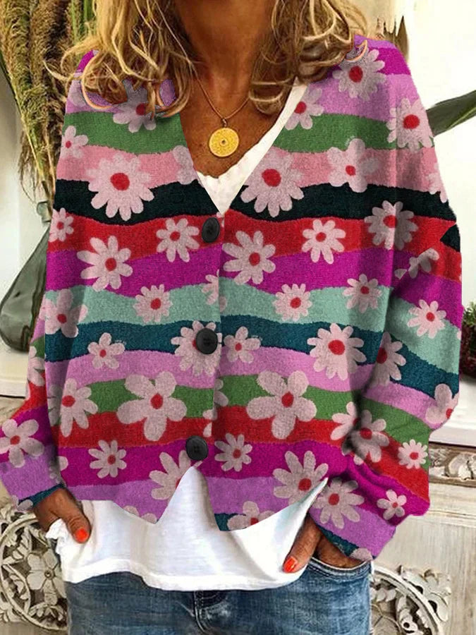 Cardigan Femme Décontracté Boutons en Bois