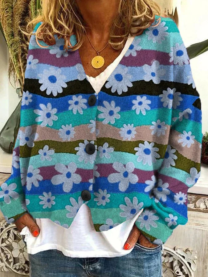 Cardigan Femme Décontracté Boutons en Bois