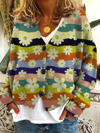 Cardigan Femme Décontracté Boutons en Bois