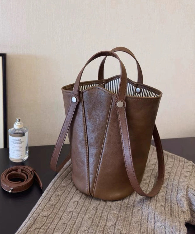 Grand sac en cuir brun de capacité ample - EasyApparels