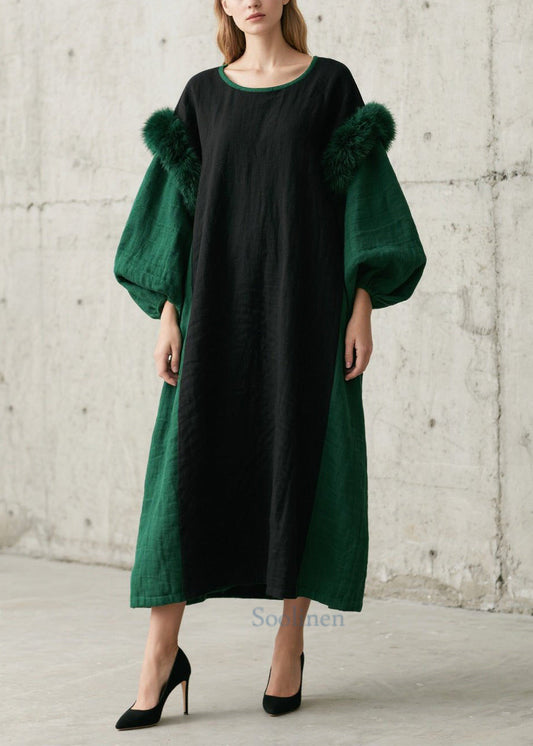 Élégant peignoir vert géant en fausse fourrure coloré - EasyApparels