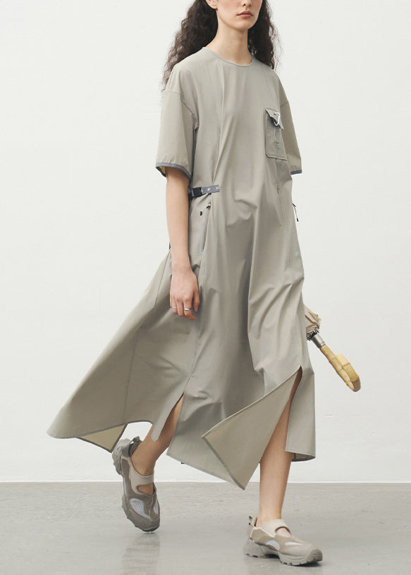 Robe colorée décontractée en kaki avec poches pour l'été - EasyApparels
