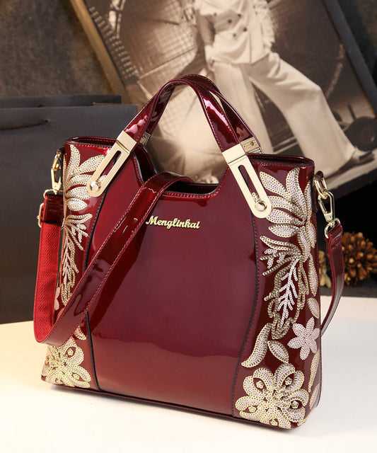 Grand sac à main brodé de strass noir - EasyApparels