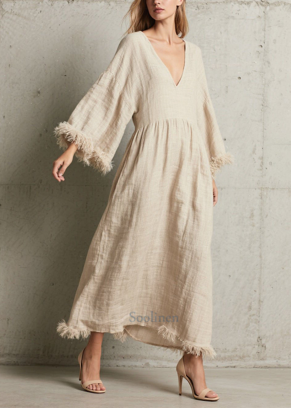 Chic Robe Blanche Hiver en Fausse Fourrure - EasyApparels