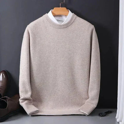 Pull Homme Laine Mélangée Marine Classique