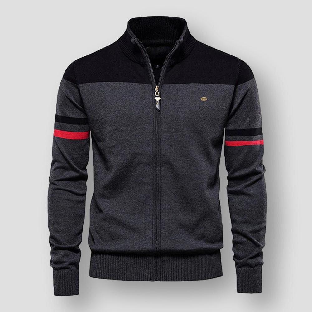 Gilet Zippé Homme Sport Chic Col Montant