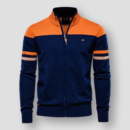Gilet Zippé Homme Sport Chic Col Montant