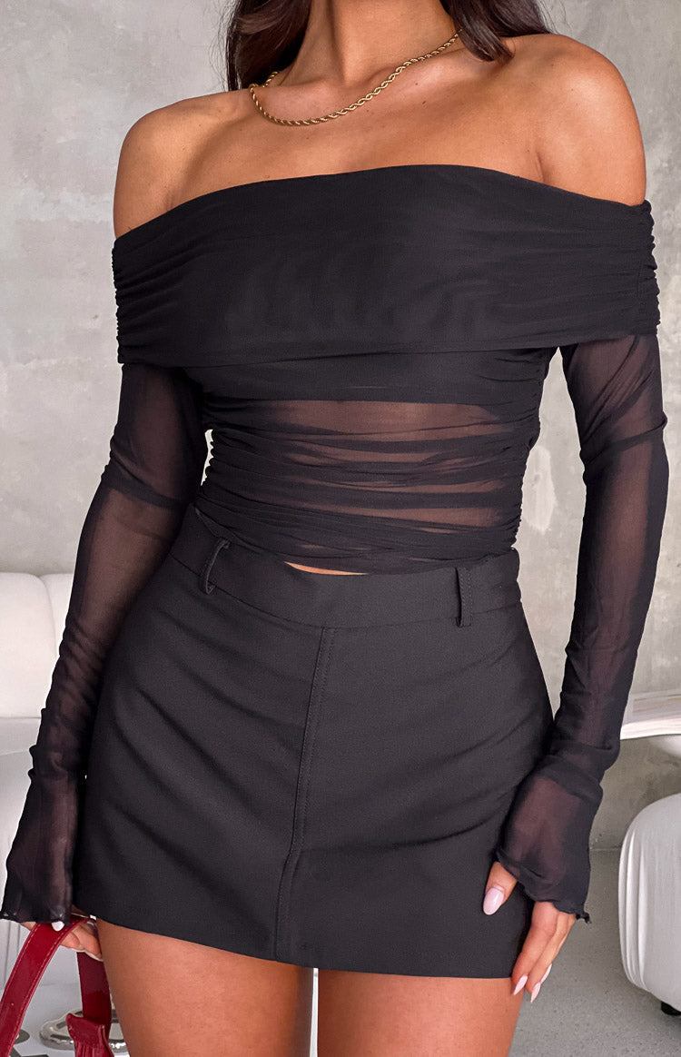 Femme en Mesh Manches Longues Coupe Ajustée Bustier