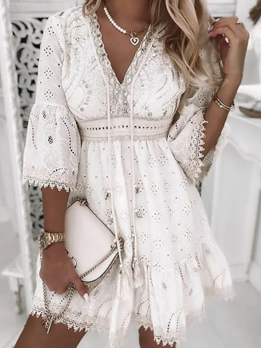 Robe de soirée dentelle chic pour femme - PanierRoyale