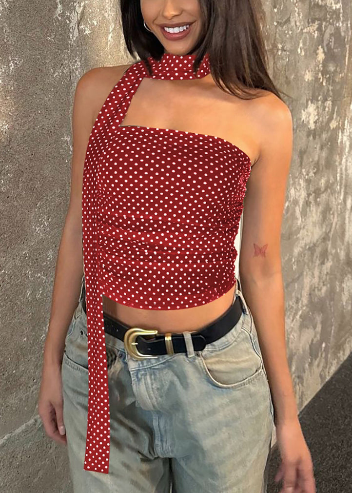 Vestes légères sans manches en coton rouge à pois - EasyApparels