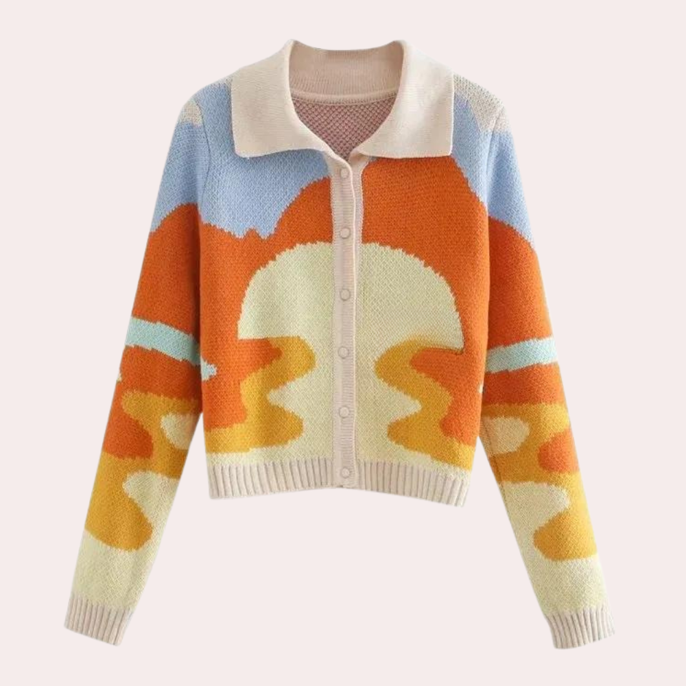 LEONTYNE - Cardigan Tricoté Rétro pour Femme
