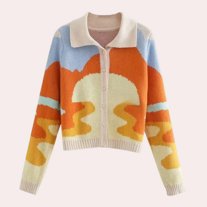Cardigan Femme Tricoté Élégant Vintage