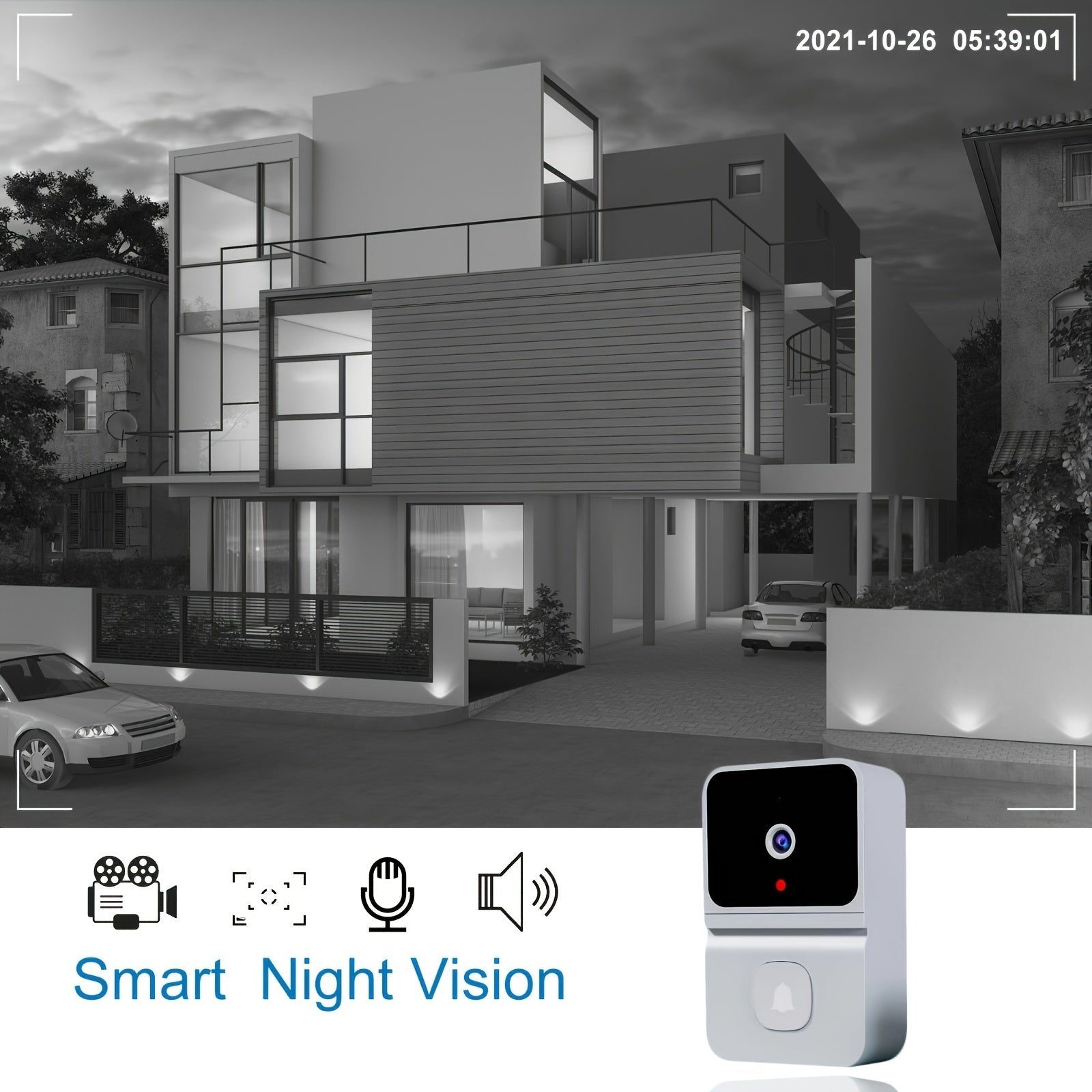 SmartGuard™ - Sonnette Vidéo Wi-Fi Rechargeable HD avec Vision Nocturne