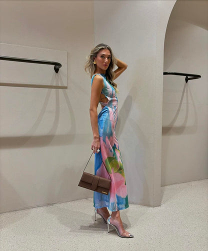 Robe Maxi Élégante Dos Nu Séduisant pour Femme
