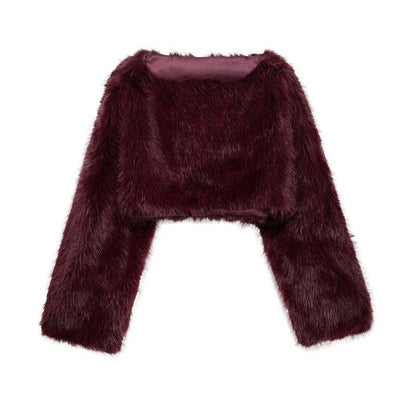Pullover Femme Épaules Découvertes en Fausse Fourrure