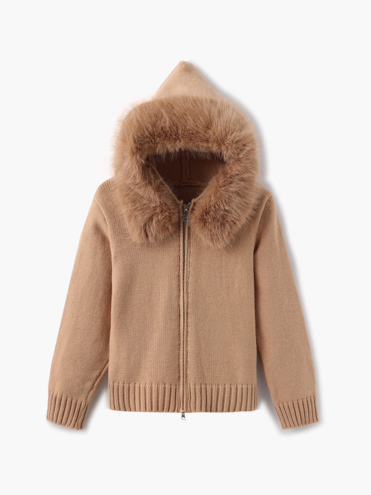 Doudoune Femme Grise Hiver avec Capuche et Fourrure Synthétique