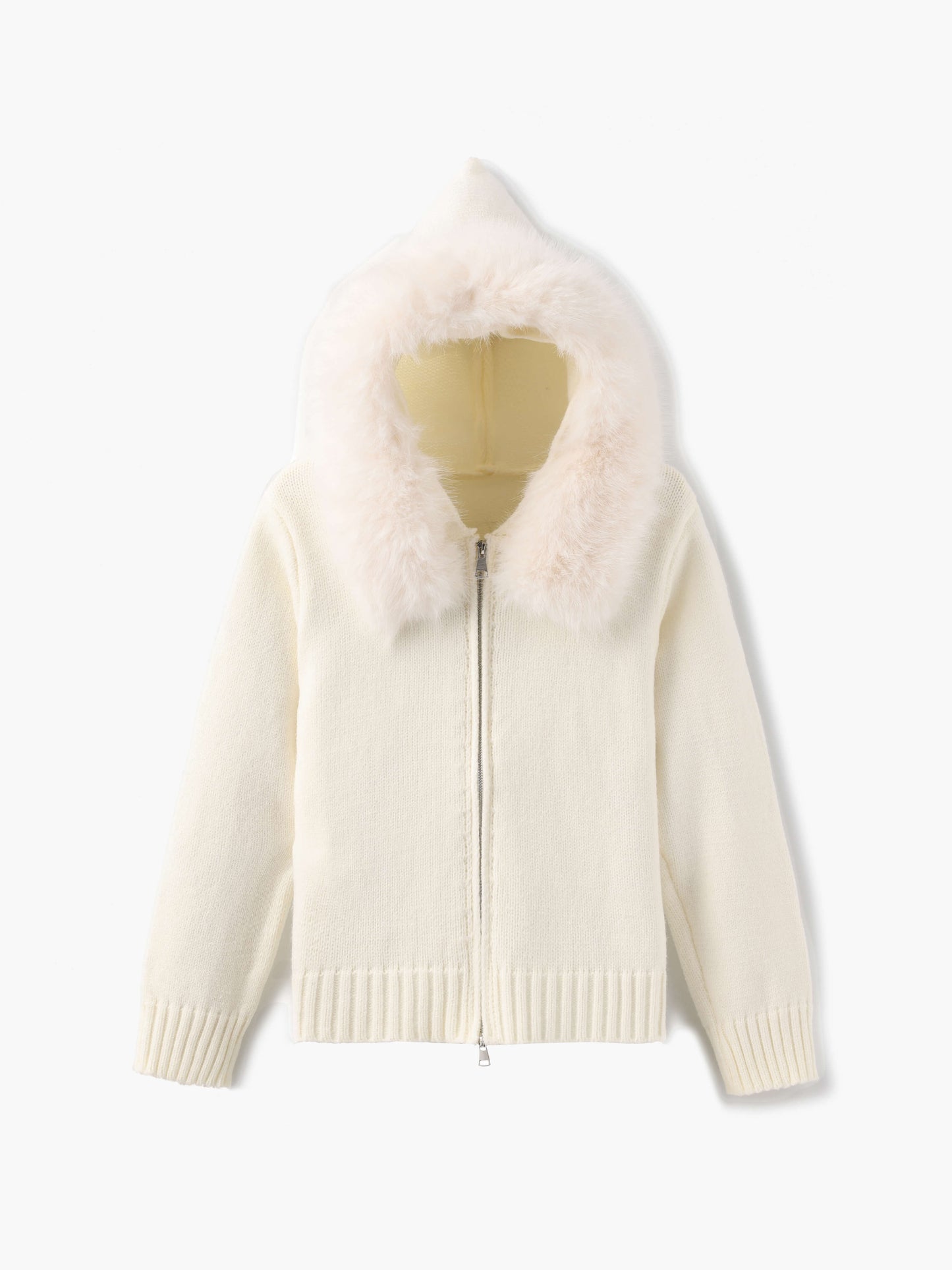 Doudoune Femme Grise Hiver avec Capuche et Fourrure Synthétique