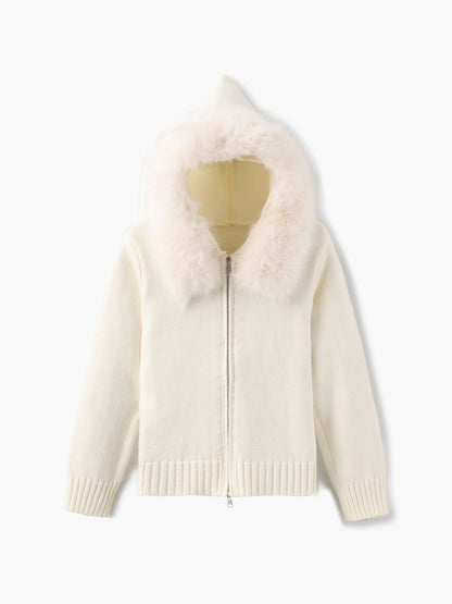 Doudoune Femme Grise Hiver avec Capuche et Fourrure Synthétique