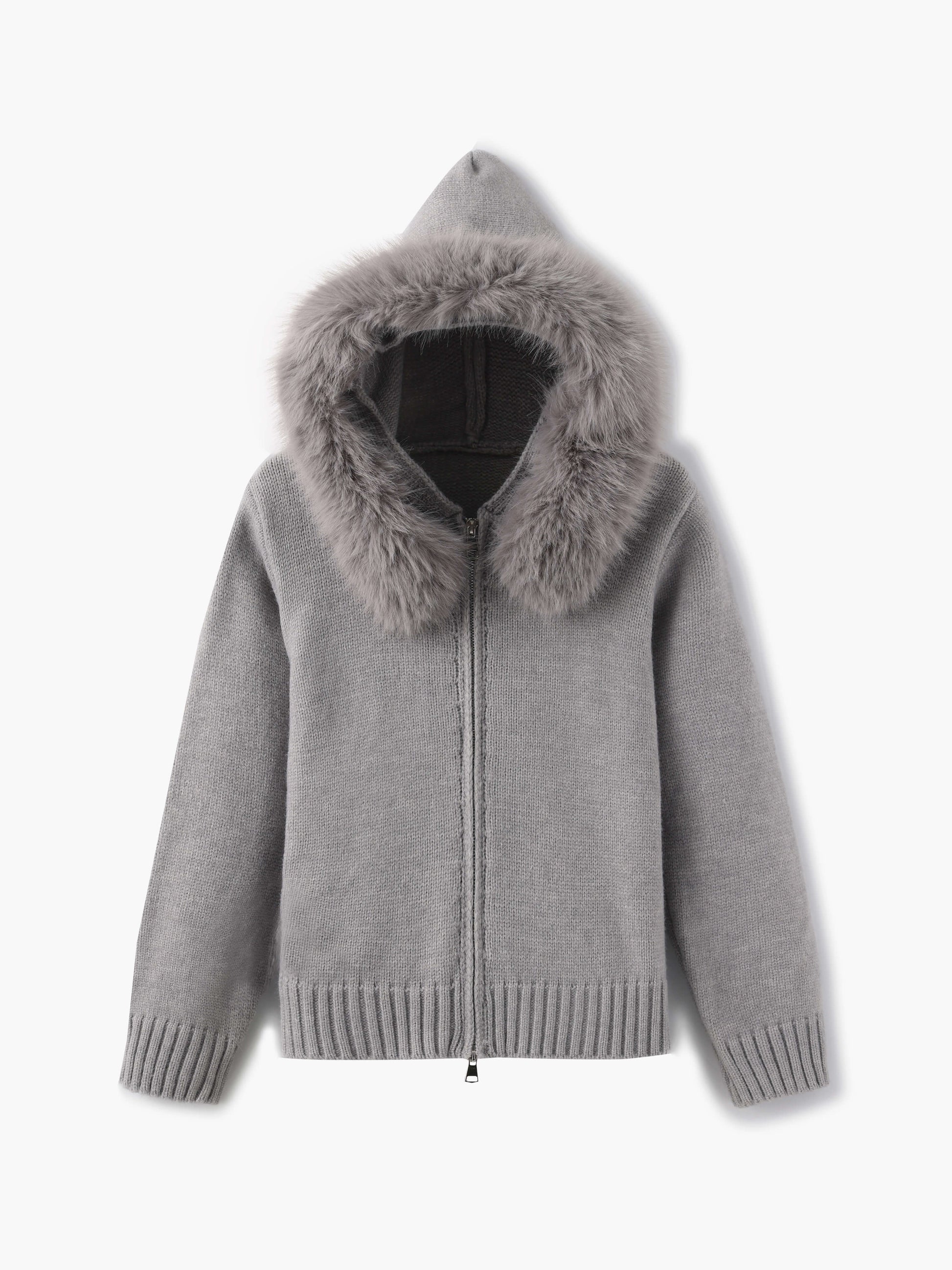 Doudoune Femme Grise Hiver avec Capuche et Fourrure Synthétique - BerlinGlamour