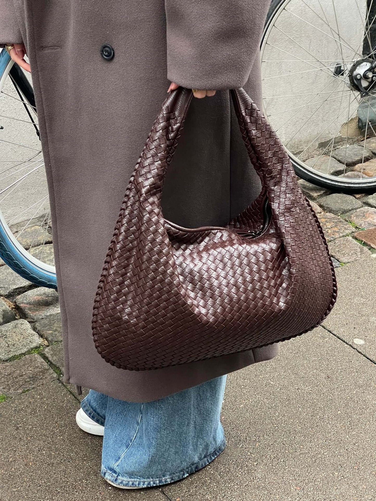 Sac à main tressé grand modèle femme