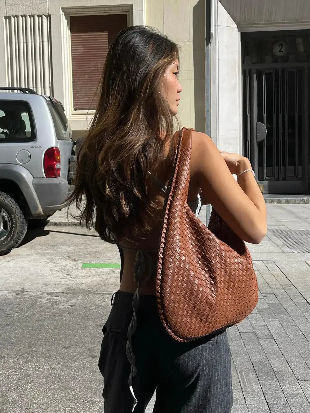Sac à main tressé grand modèle femme