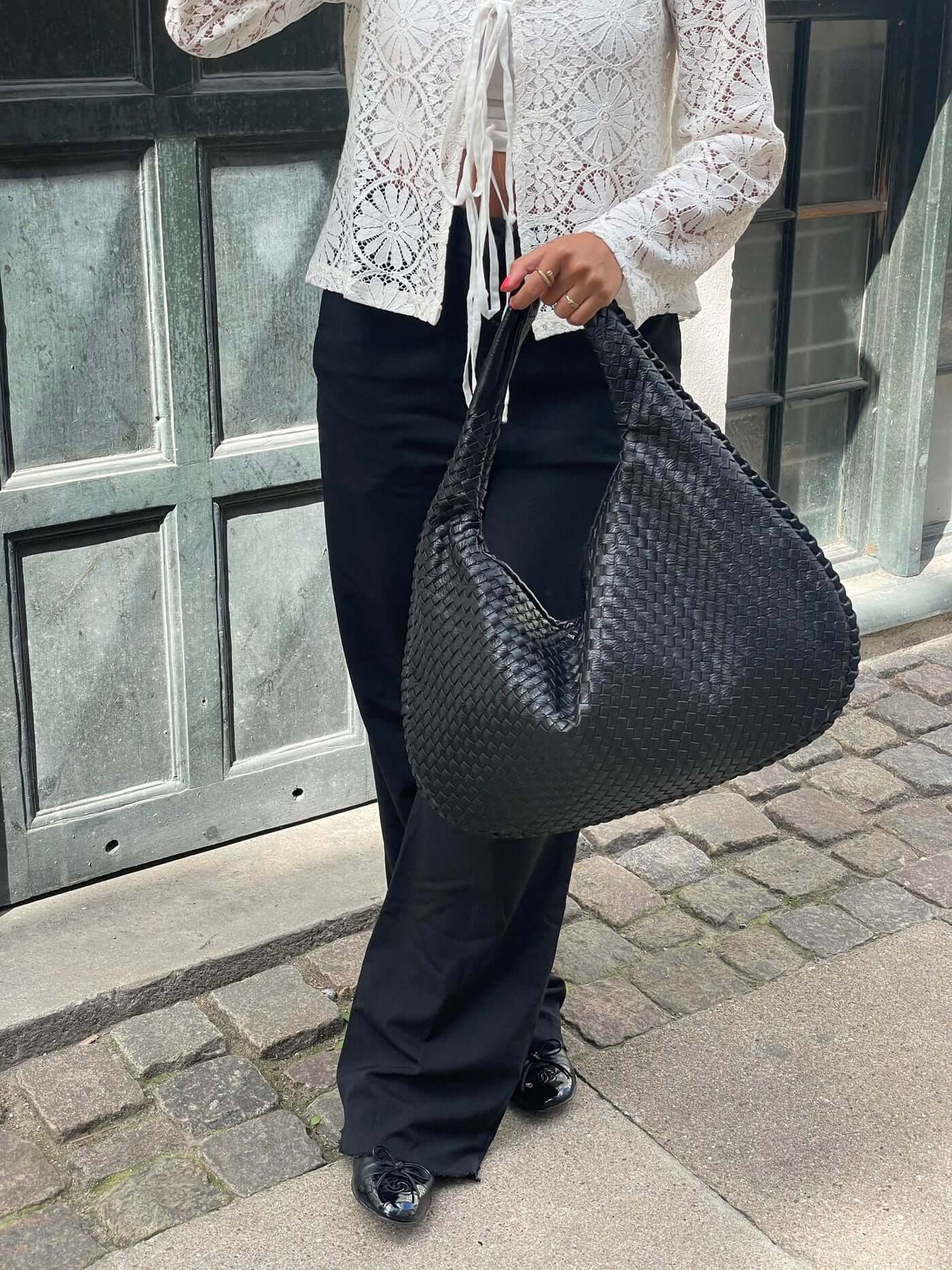 Sac à main tressé grand modèle femme