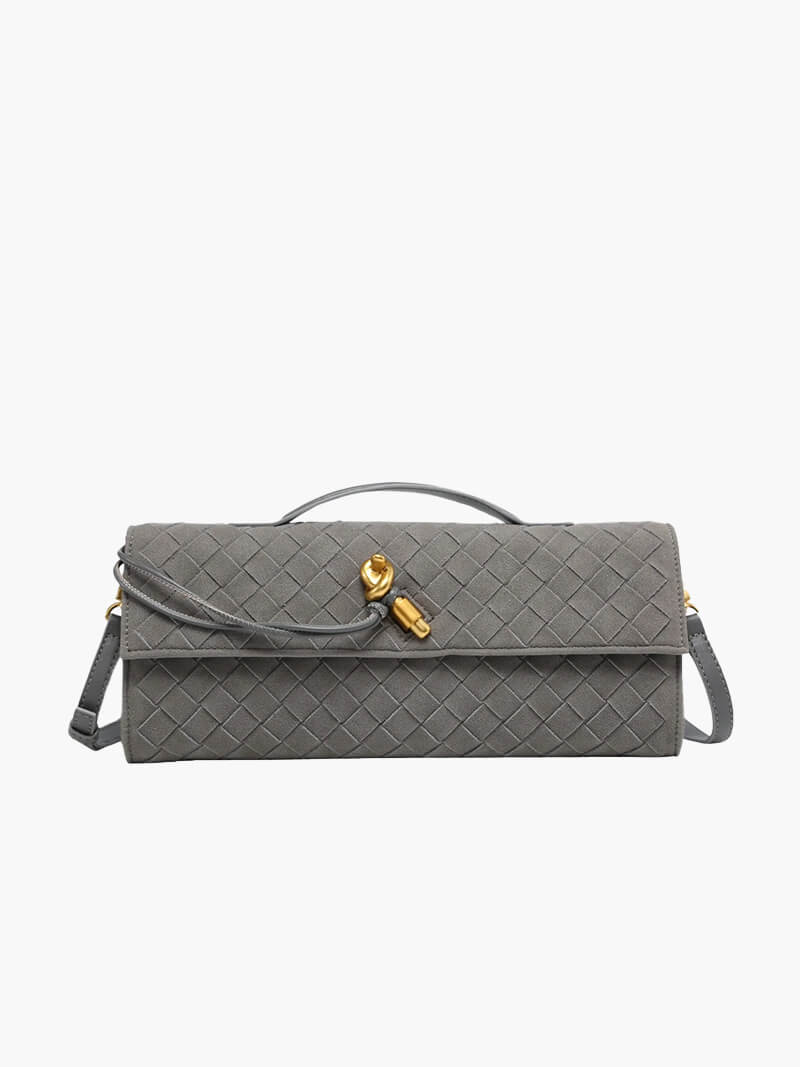 Sac Clutch Tressé en Cuir Artificiel
