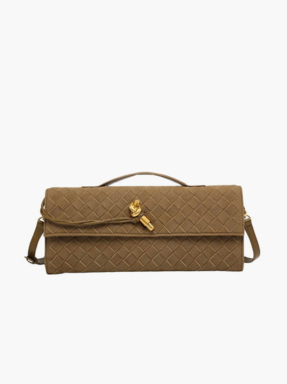 Sac Clutch Tressé en Cuir Artificiel