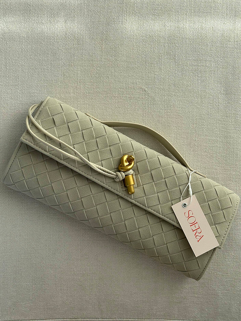 Sac Clutch Tressé en Cuir Artificiel