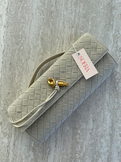 Sac Clutch Tressé en Cuir Artificiel