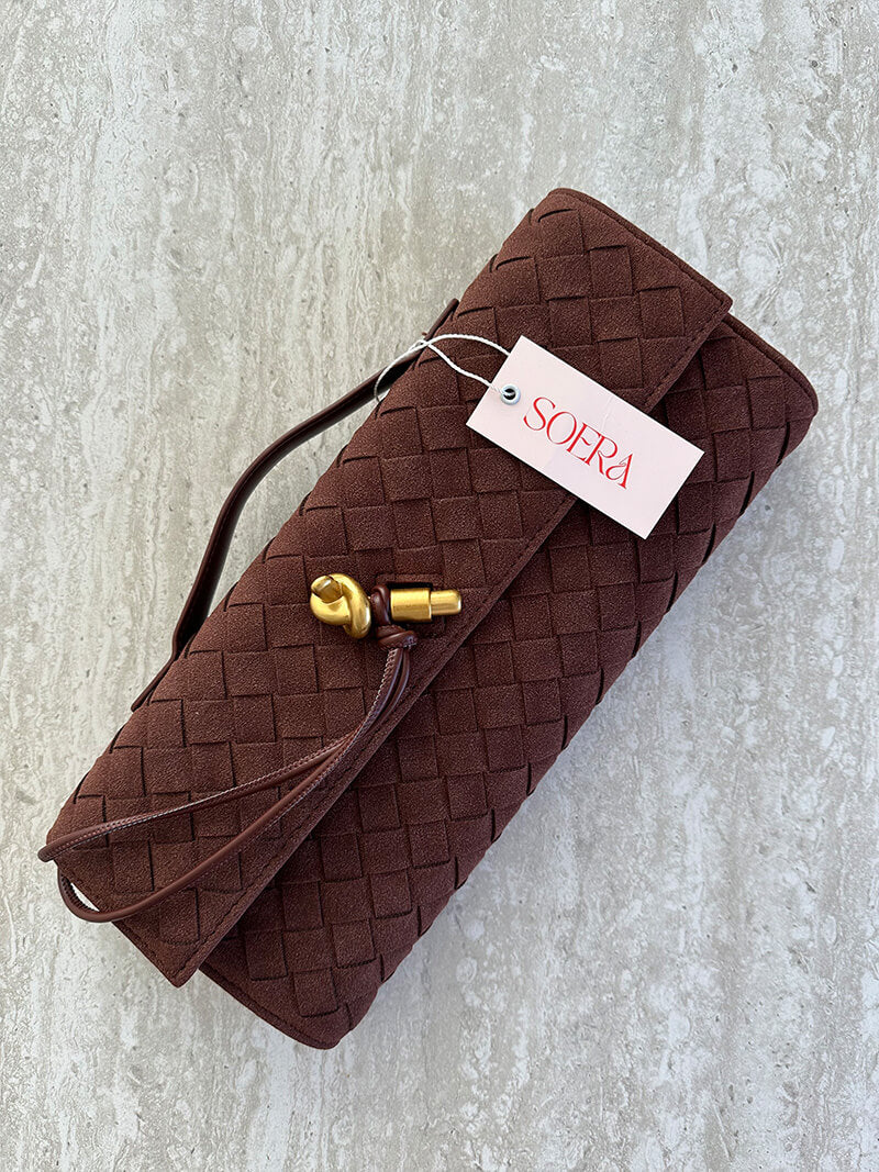 Sac Clutch Tressé en Cuir Artificiel