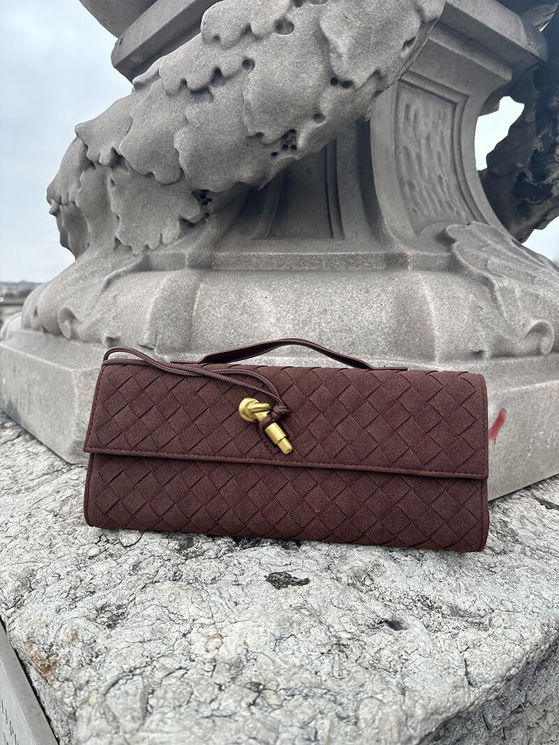 Sac Clutch Tressé en Cuir Artificiel