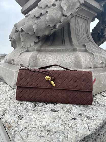 Sac Clutch Tressé en Cuir Artificiel