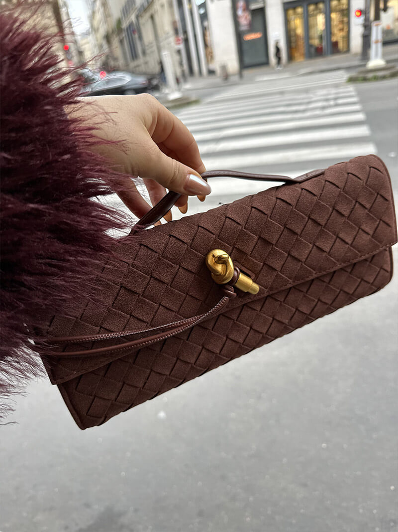 Sac Clutch Tressé en Cuir Artificiel