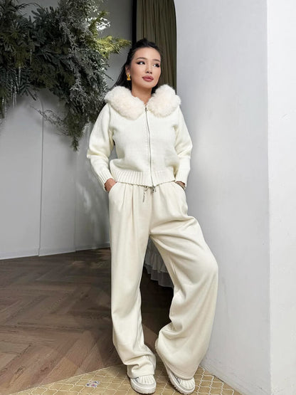 Doudoune Femme Grise Hiver avec Capuche et Fourrure Synthétique