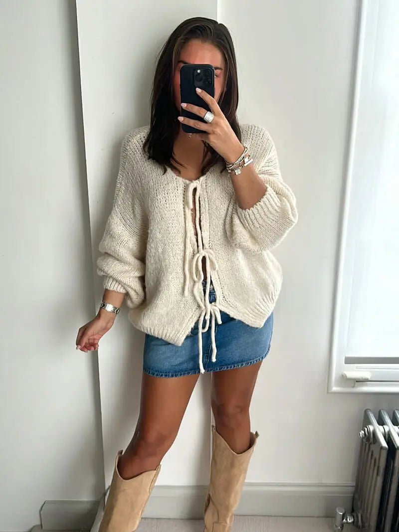 Pull en Maille Douce avec Nœud