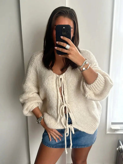Pull en Maille Douce avec Nœud