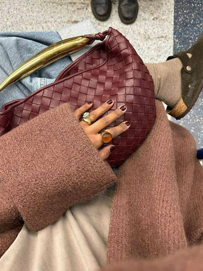 Sac Besace en Cuir Imitation Tressé