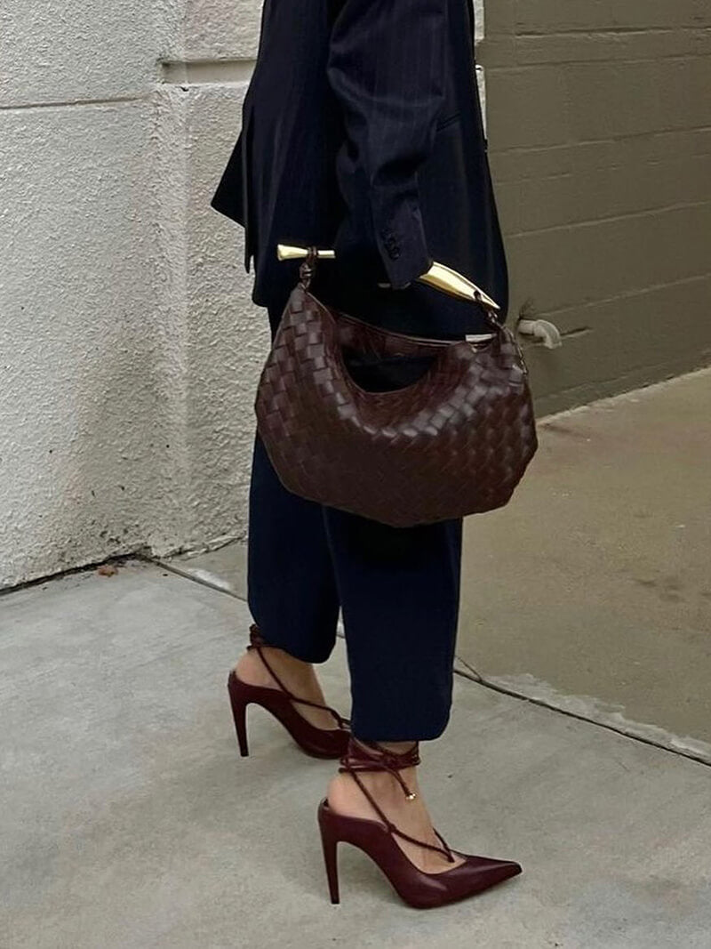 Sac Besace en Cuir Imitation Tressé