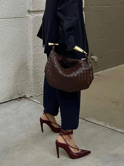 Sac Besace en Cuir Imitation Tressé