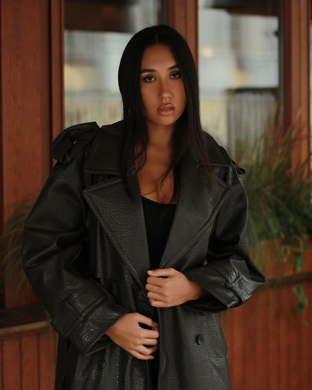 Manteau Leder Femme Long Élégant Hiver
