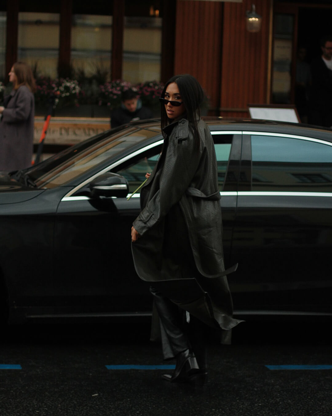 Manteau Leder Femme Long Élégant Hiver