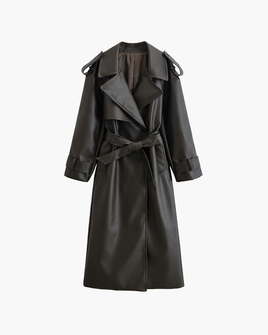 Manteau Leder Femme Long Élégant Hiver