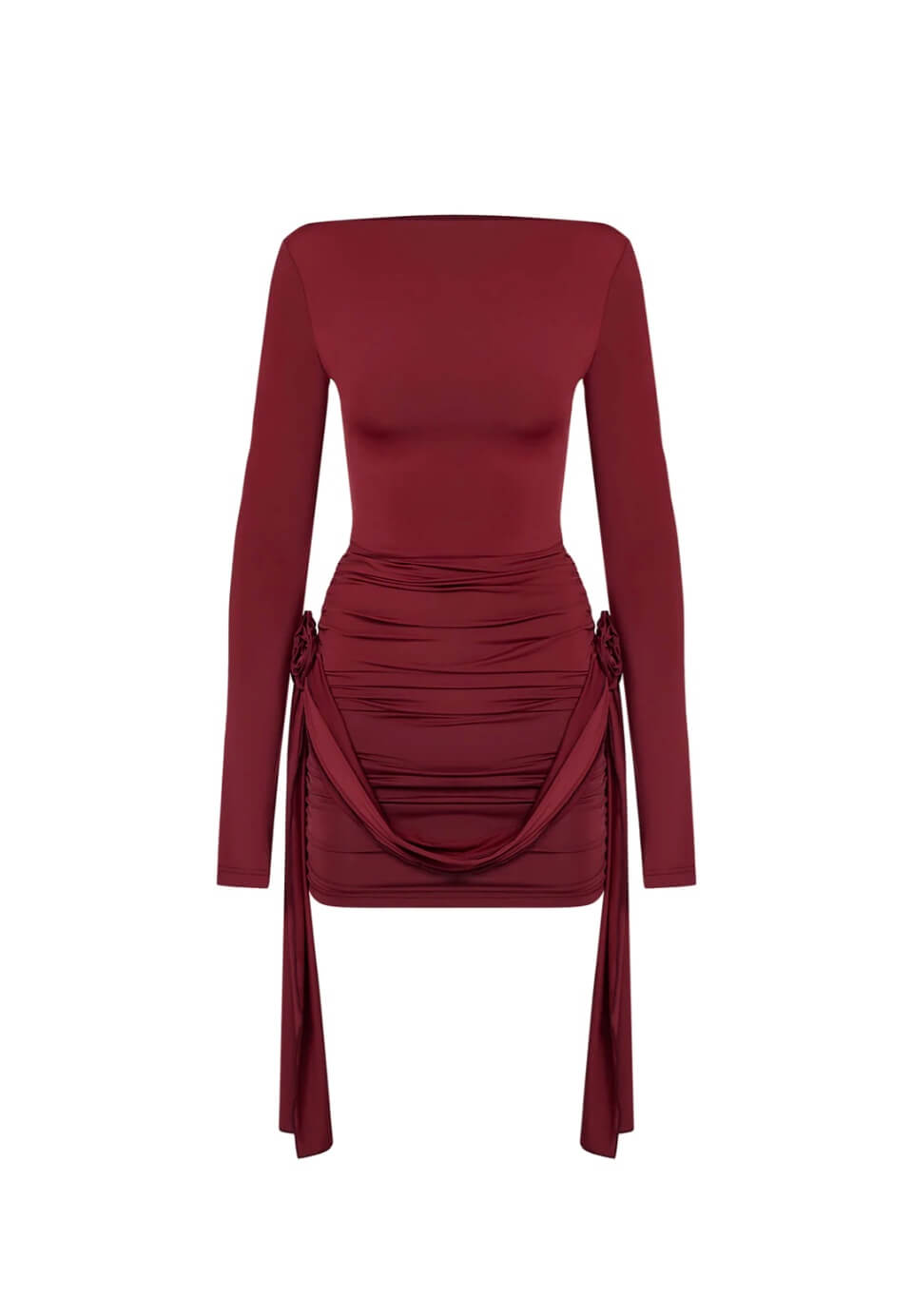 Robe Moulante Manches Longues avec Volants
