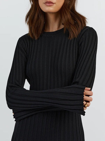 Robe Noire Grande Taille à Manches Longues