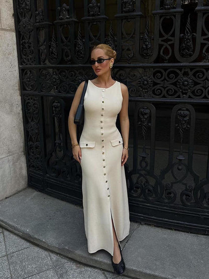 Robe Longue Femme Élégante en Coupe Droite Fluide - BerlinGlamour